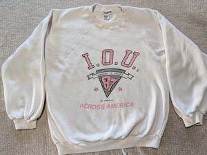 Vintage 1980s I.O.U. Fashions To Follow Across America Graphic Crewneck Sweatshi